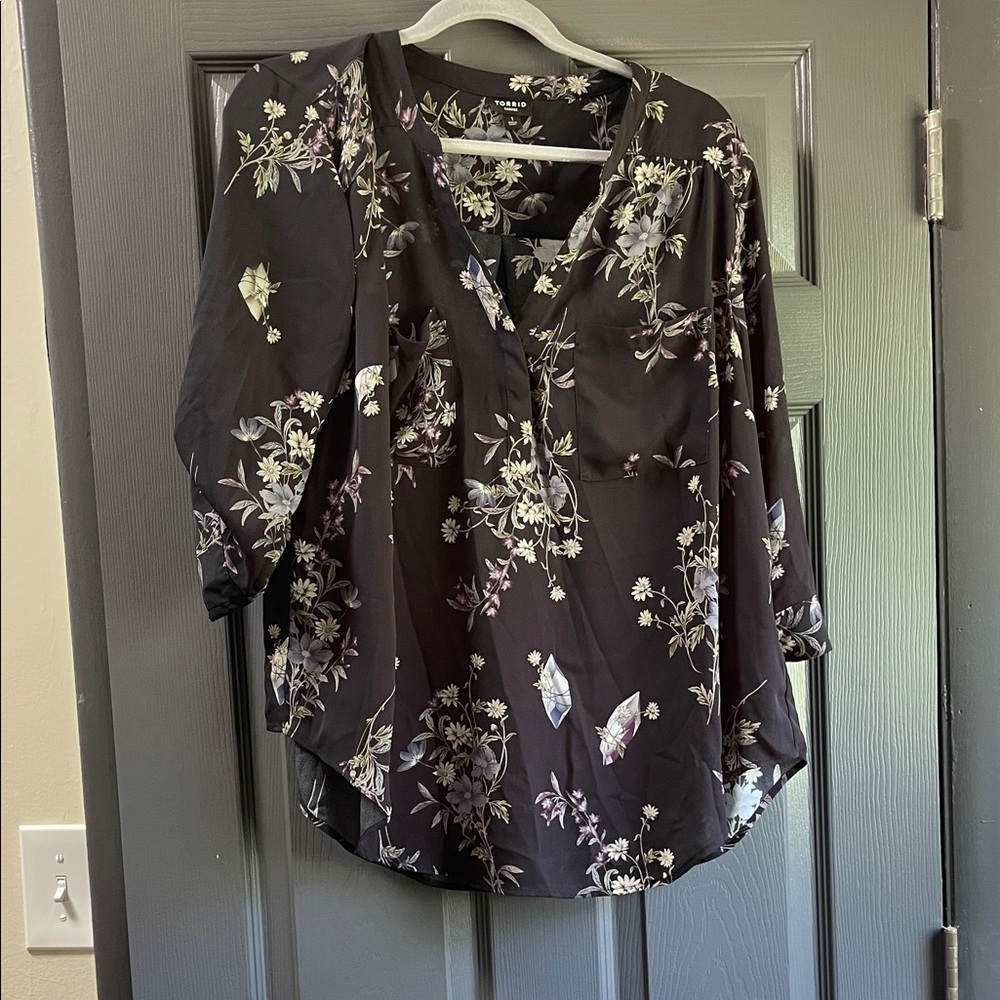 Torrid Floral Black Top